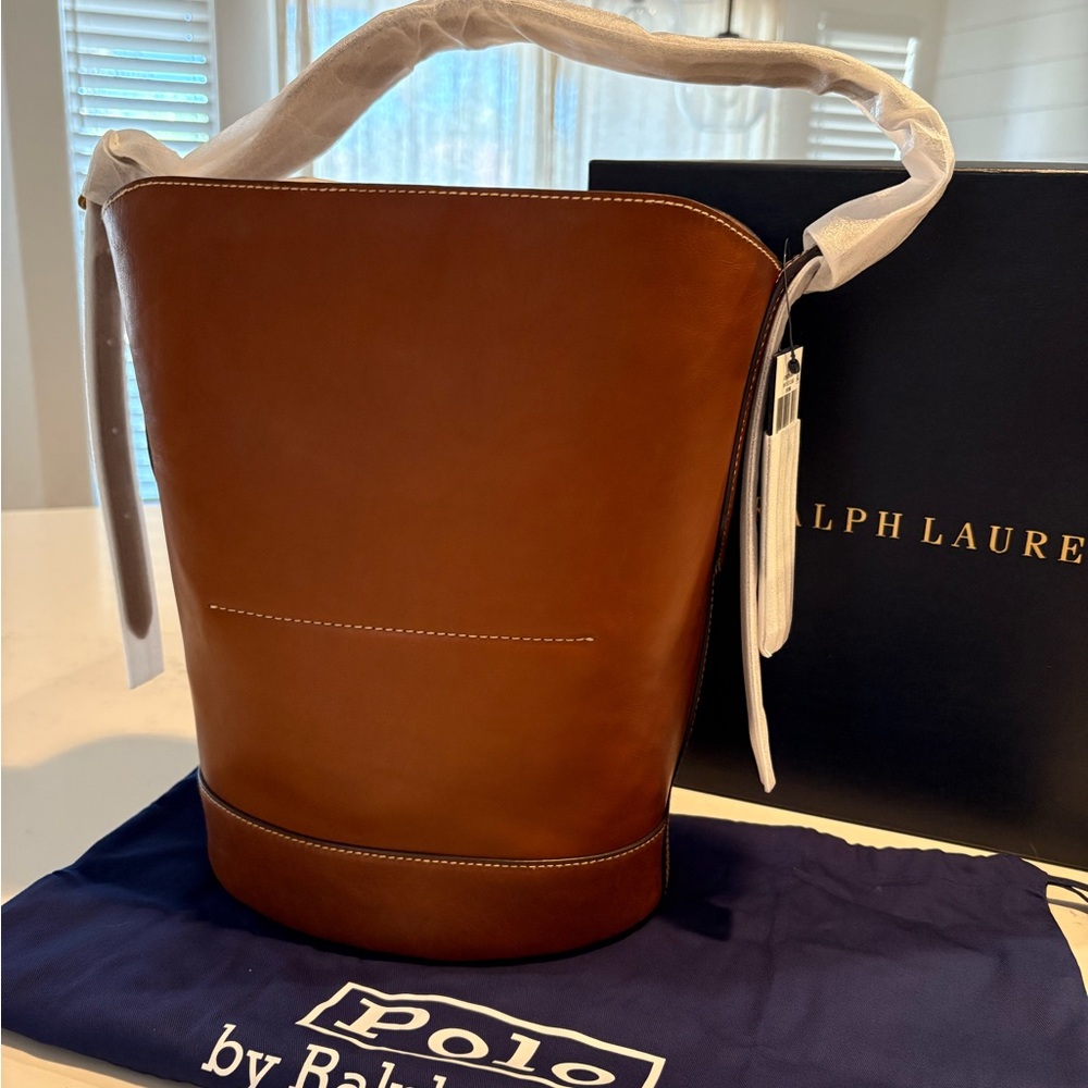 Polo by Ralph Lauren Tan Leather Tote - Picture 2 of 3